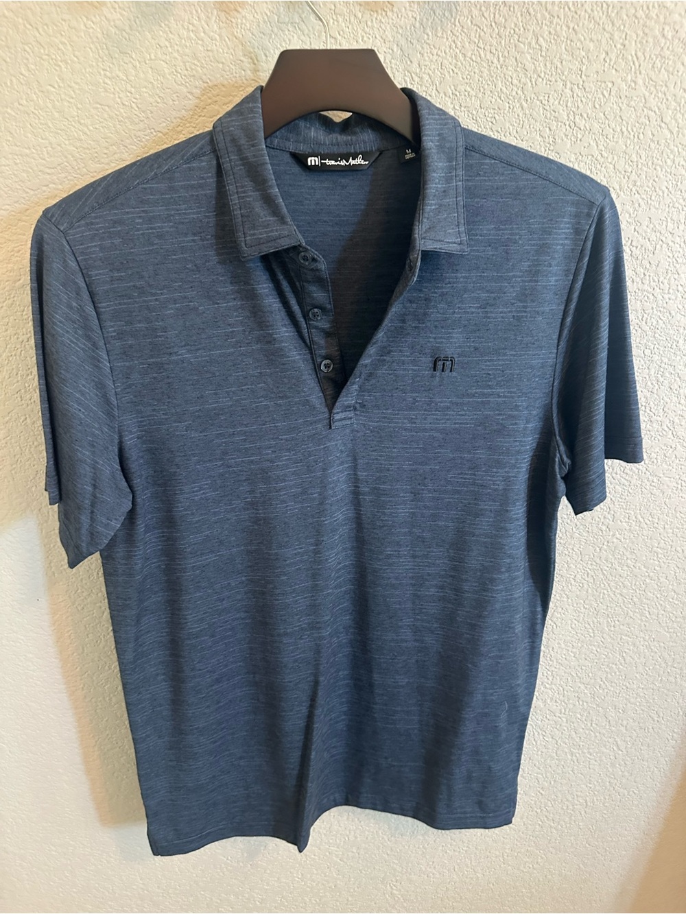 Travis Mathew Heathered Navy Short-Sleeve Polo